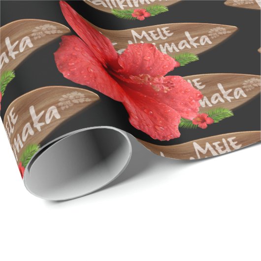 Mele Kalikimaka - Vrolijk kerstfeest Hibiscus Hawa Cadeaupapier (Rol Hoek)