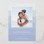 Mele Kalikimaka Waterverf Stripe Foto Folie Feestdagenkaart (Voorkant)