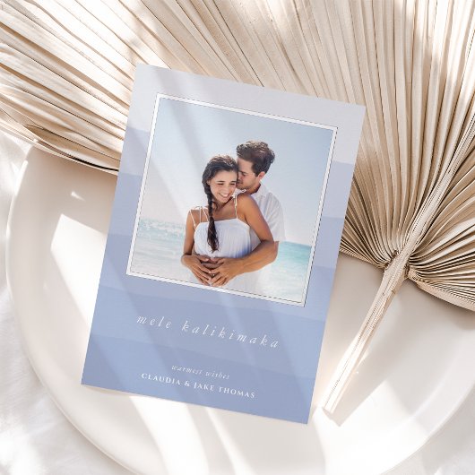 Mele Kalikimaka Waterverf Stripe Foto Folie Feestdagenkaart