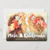 Mele Kalikimaka Witte Borstelfontein Kerst Foto Feestdagenkaart (Voorkant)