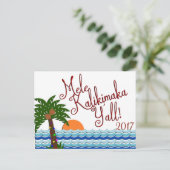 Mele Kalikimaka Y'all Christmas Beach Briefkaart (Staand voorkant)