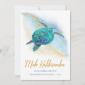 Mele Kalikimaka Zee Turtle Beach Coastal 3 Foto Feestdagenkaart (Voorkant)