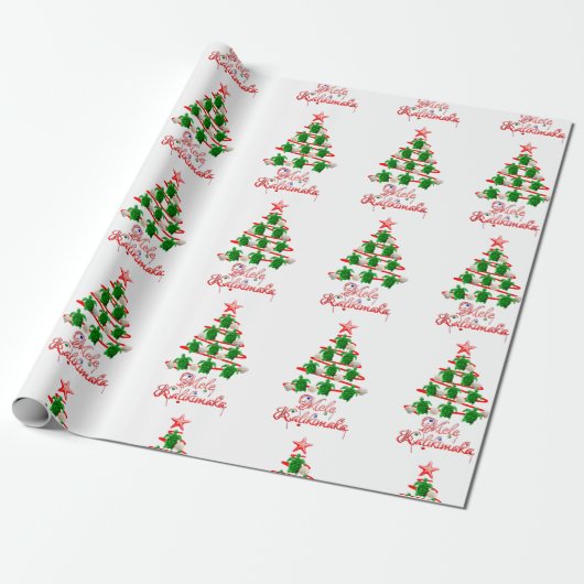 Mele Kalikimaka Zee Turtles Cadeaupapier (Uitgerold)