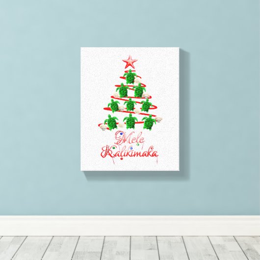 Mele Kalikimaka Zee Turtles Canvas Afdruk (Insitu (Houten vloer))