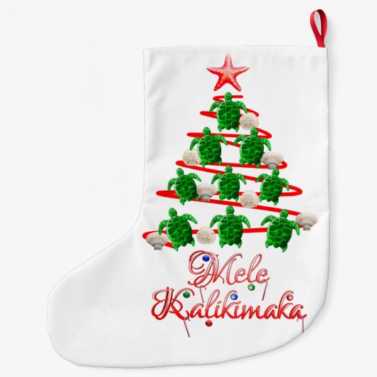 Mele Kalikimaka Zee Turtles Grote Kerstsok (Achterkant)
