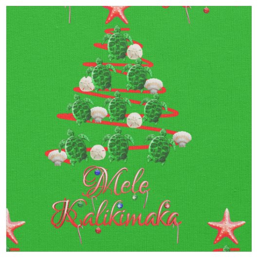 Mele Kalikimaka Zee Turtles Stof (Close Up)