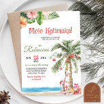 Mele Kalimaka Hawaii Palm Tree Kerstfeest Kaart<br><div class="desc">Roze Mele Kalimaka Hawaii Kerstmis Uitnodiging,  Palm Tree Tropical Beach Holiday Party,  Floral Tropical Merry Christmas Hawaiian Party.</div>