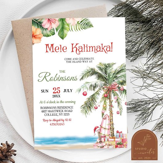 Mele Kalimaka Hawaii Palm Tree Kerstfeest Kaart