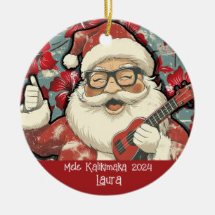 Mele Kamikimaka Hawaiian Santa Ornament