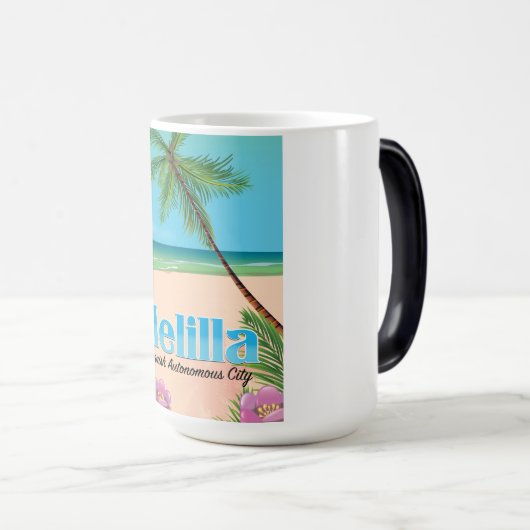 Melilla: Poster van de Spaanse autonome stadsreis. Magische Mok (Voorkant rechts)