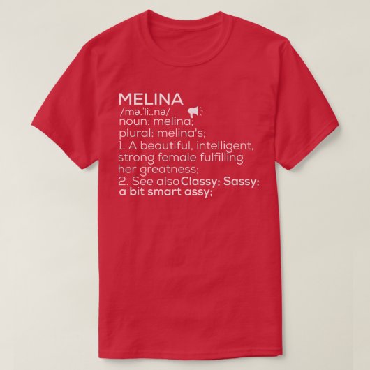 Melina Naam Melina Definitie Melina Vrouw Naam M T-shirt (Design voorkant)