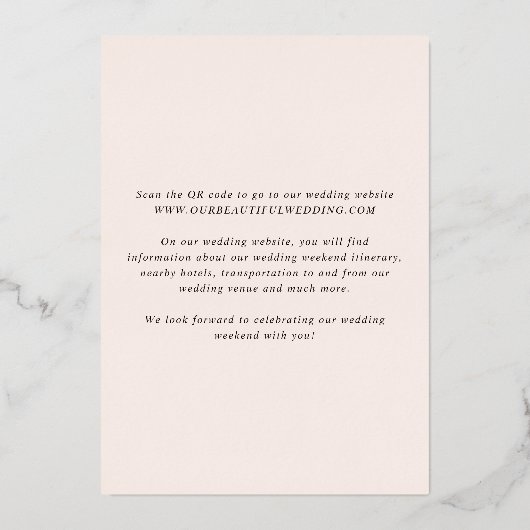 Melinda Modern Wedding Folie Uitnodiging (Achterkant)