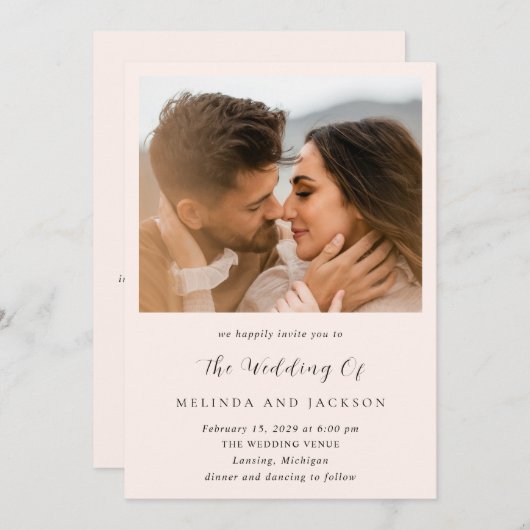 Melinda Modern Wedding Kaart (Voorkant / Achterkant)