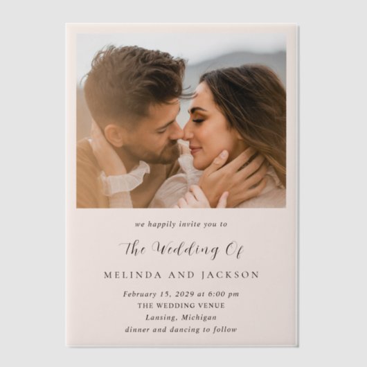 Melinda Modern Wedding Vellum Uitnodigingen (Voorkant)