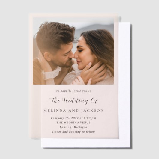 Melinda Modern Wedding Vellum Uitnodigingen (Offset)
