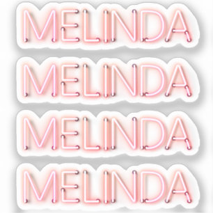 Melinda-naam in gloeiende neonlampen sticker