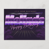 Melinda Name Vorname lila Postkarte Geburtstag Briefkaart (Voorkant)