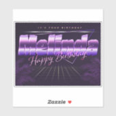 Melinda Name Vorname lila retro Sticker Geburtstag (Vel)