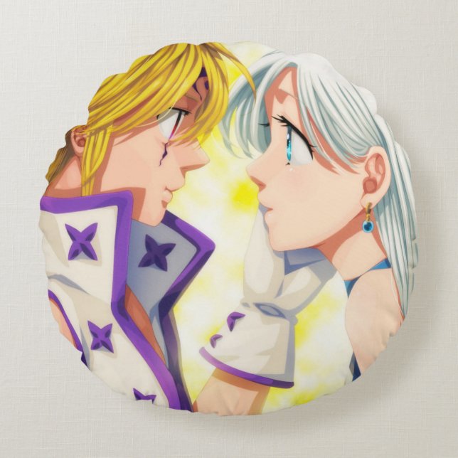 Meliodas en Elizabeth Rond Kussen (Voorkant)