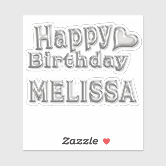 Melissa Happy Birthday silver Aufkleber Sticker (Vel)