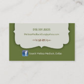 Melissa Medlock Contactkaartje (Achterkant)