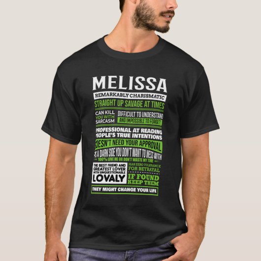 Melissa meisje naam definitie t-shirt (Voorkant)