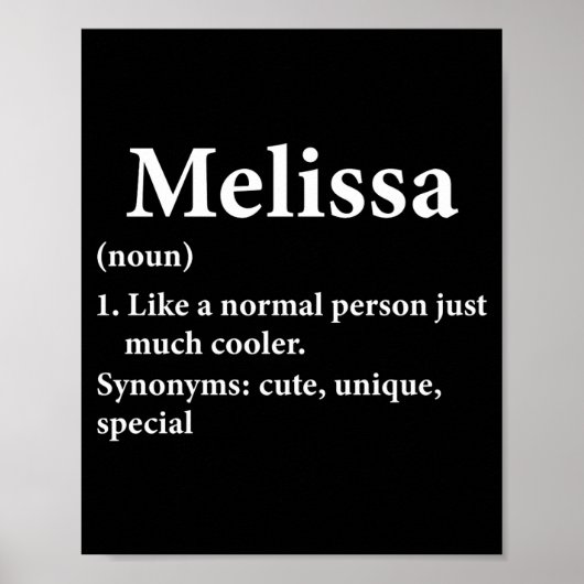 Melissa Name Definition  Poster (Voorkant)