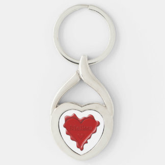 Melissa. Red heart wax seal met de naam Melissa Sleutelhanger