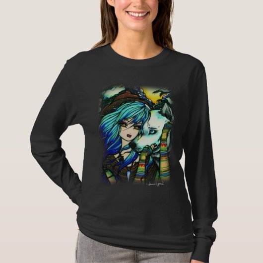 Melissa Vampire Wolf Fantasy Winter Art T-shirt (Voorkant)