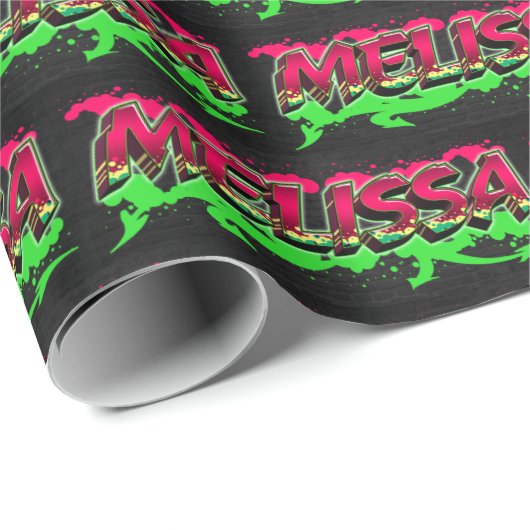 Melissa Vorname Name Graffiti red green Cadeaupapier (Rol Hoek)