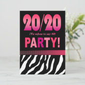 Melissa's Fabulous 20/20 Zebra Birthday Party Kaart (Staand voorkant)