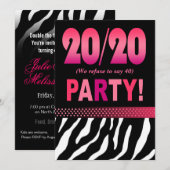 Melissa's Fabulous 20/20 Zebra Birthday Party Kaart (Voorkant / Achterkant)