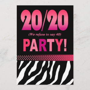 Melissa's Fabulous 20/20 Zebra Birthday Party Kaart