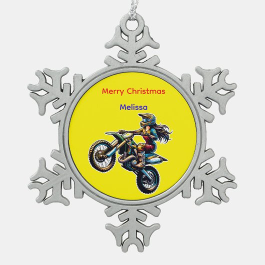 Melissa's Motocross Christmas Snowflake Ornament (Voorkant)