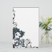 "Melita"-Gothic Tribale Fusion Dancer Art Statione Briefpapier (Staand voorkant)