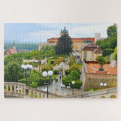 Melk Abbey met tuin en stad, Oostenrijk Legpuzzel (Horizontaal)