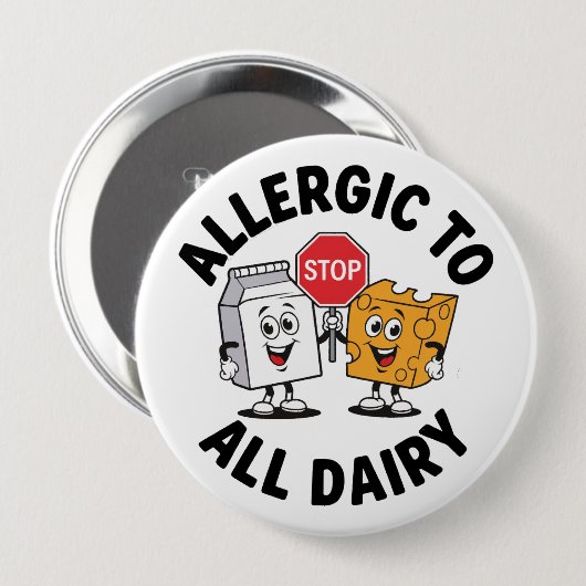 Melk Allergie Alert Ronde Button 4,0 Cm (Voorkant /achterkant)