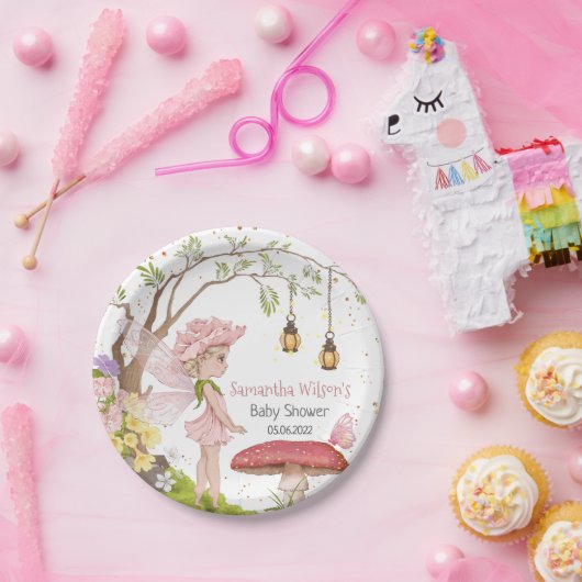 Melk Baby shower Floral Fairy Baby shower Papieren Bordje (Feest)
