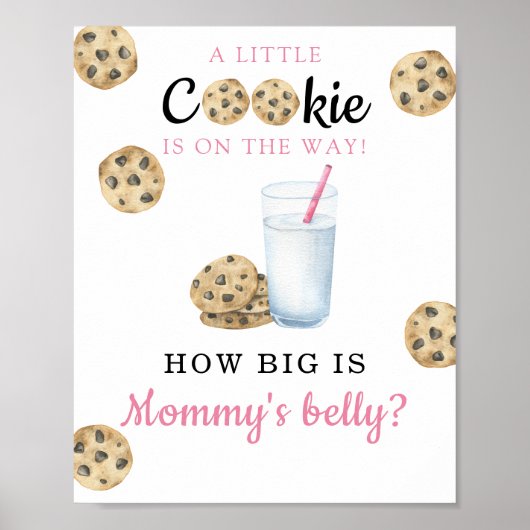 Melk baby shower - Hoe groot is mama's buik Poster (Voorkant)