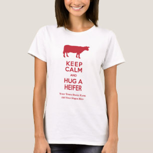 Melk Boerderij Kalm houden en Hug een Heifer Cow L T-shirt