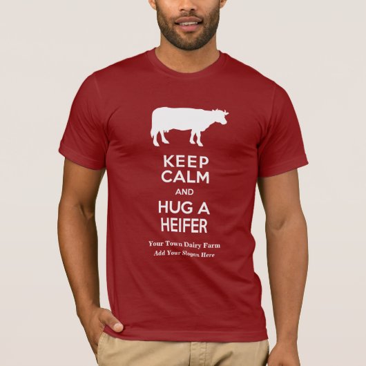 Melk Boerderij Keep Calm en Hug a Heifer Funny T-shirt (Voorkant)