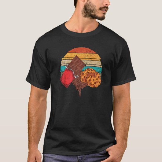 Melk Chocolade Bar Chocolate Chip Koekjes Retro Ch T-shirt (Voorkant)