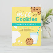 Melk & Chocolade Chip Cookies Uitnodiging voor ver (Staand voorkant)