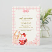 Melk & Cookie Gingham Winter Baby shower Kaart (Staand voorkant)