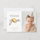 Melk & Cookies Eerste Verjaardagsfeestfoto Bedankkaart (Voorkant)