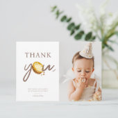 Melk & Cookies Eerste Verjaardagsfeestfoto Bedankkaart (Staand voorkant)