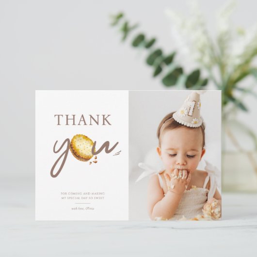 Melk & Cookies Eerste Verjaardagsfeestfoto Bedankkaart (Staand voorkant)
