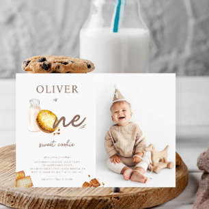 Melk & Cookies Eerste Verjaardagsfeestfoto Kaart