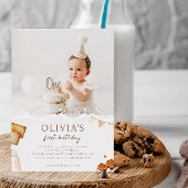 Melk & Cookies Eerste Verjaardagsfeestfoto Kaart