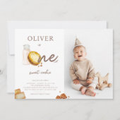 Melk & Cookies Eerste Verjaardagsfeestfoto Kaart (Voorkant)